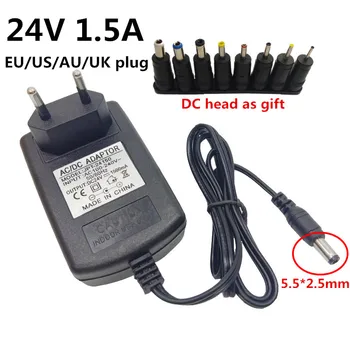 

24V 1.5A Universal AU UK EU US Plug AC/DC Adaptor 24 Volt 1500mA power adapter Supply Switching Converter DC5.5mm DC4.0mm