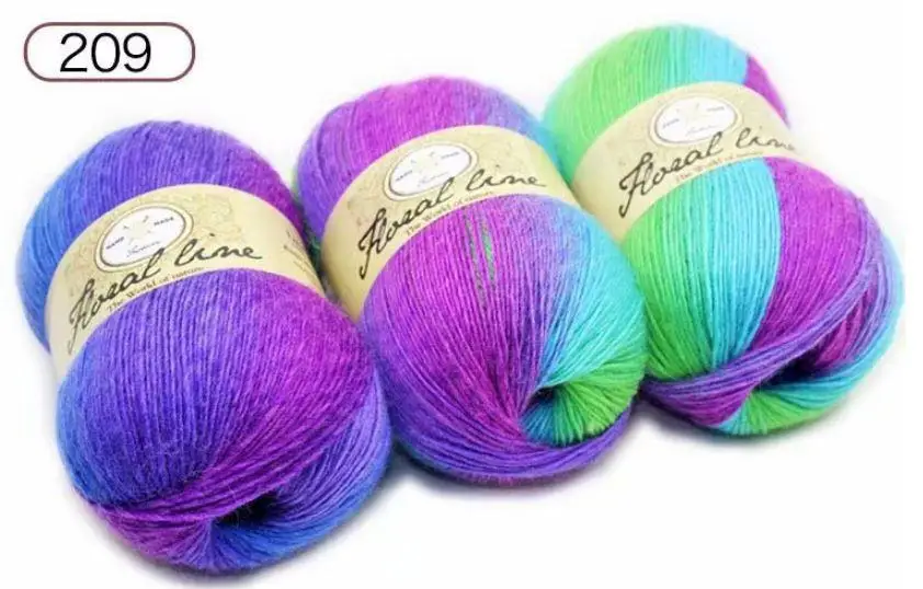 Мохер пряжа для вязания разноцветная нить Радужный шарф швейная пряжа