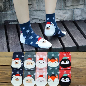 

Women Novelty Christmas Cartoon Printed Socks Snowman Elk Santa Claus Socks Xmas New Year Role Cosplay Party Gifts Accessories