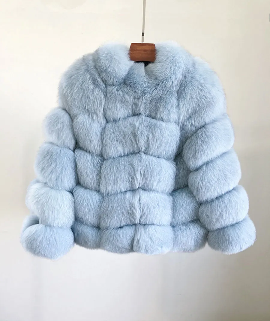 Модное женское пальто с натуральным мехом, пальто из натурального Лисьего меха, Женское зимнее пальто с воротником-стойкой и длинными рукавами