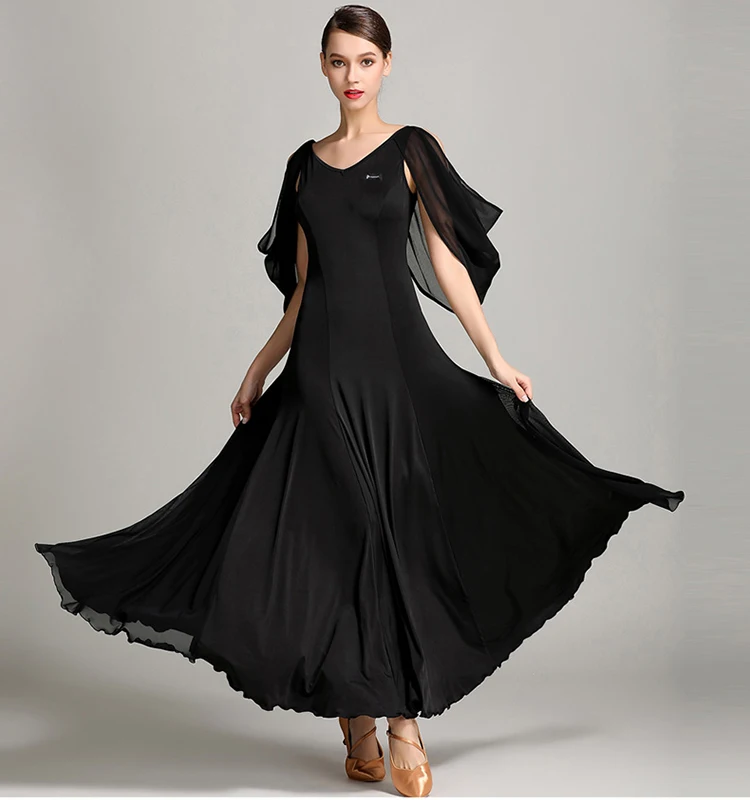 

Wholesale Cheap Sexy Women Girls Chiffon Black Elegant Ballroom Dress