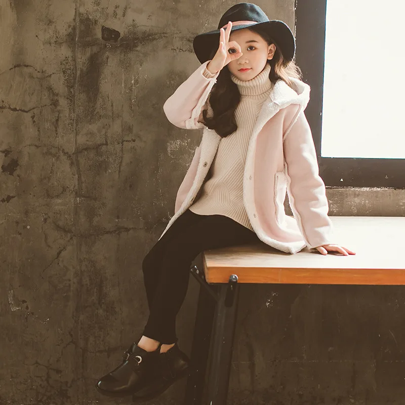 children's winter jacket new Korean suede girl windbreaker long children's coat