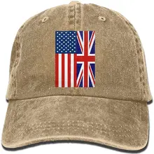 Британский и американский флаг унисекс бейсболка хлопок деним Регулируемая охотничья Кепка для мужчин и женщин