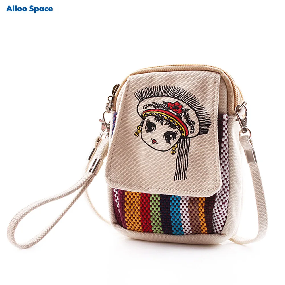 

portable ethnic national crossbody cell phone shoulder bag purse handbag diagonal coin purse phone package Messenger bag women