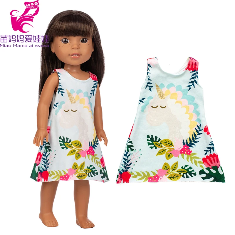 Подходит для куклы Wellie Wishers размером 14,5 дюйма, платье единорога Camille Ashlyn Kendall Emerson, одежда 38-40 см, Одежда для кукол sharon nancy