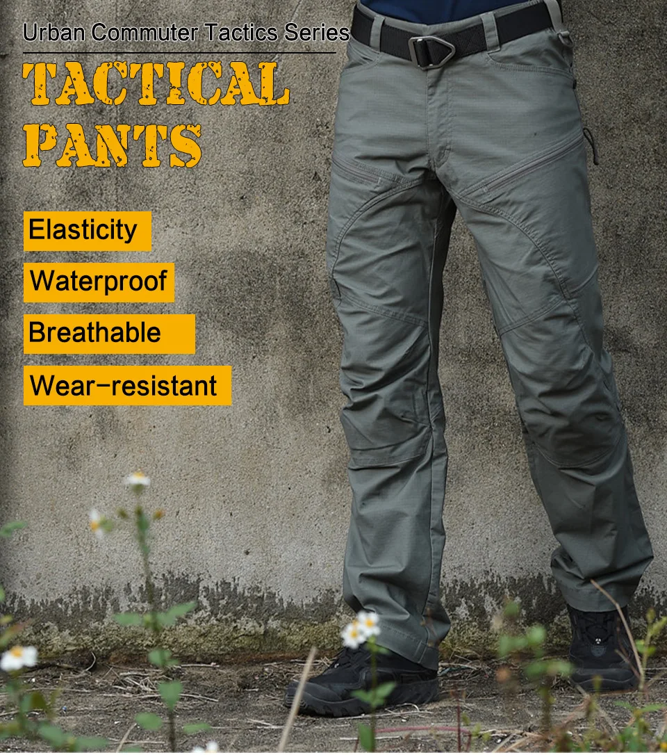 Waterproof Mens Army Military Cargo Pants Tactical Pants Casual Khaki  Trousers