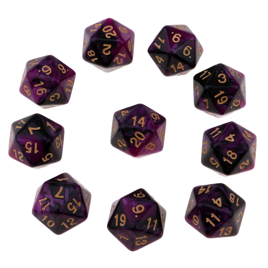 10pcs 20-Sided Dice Polyhedron Dices for D&D TRPG Cup Game TRPG Game Lovers