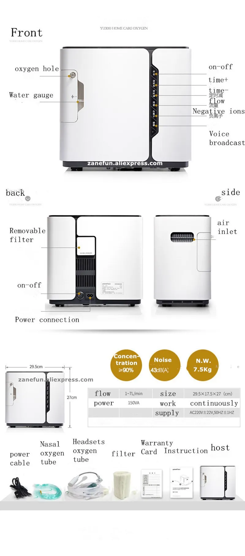 YUWELL YU300S 2L Portable Homecare Oxygen Concentrator Household Oxygen Generator Elderly Oxygen Machine YU300S In Stock - Famidy.com
