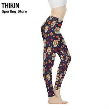 

Funny Sugar Skull Printing High Waist Sport Workout leginss Gym Fitness legins legins Active Pants Jogging Running Leggings