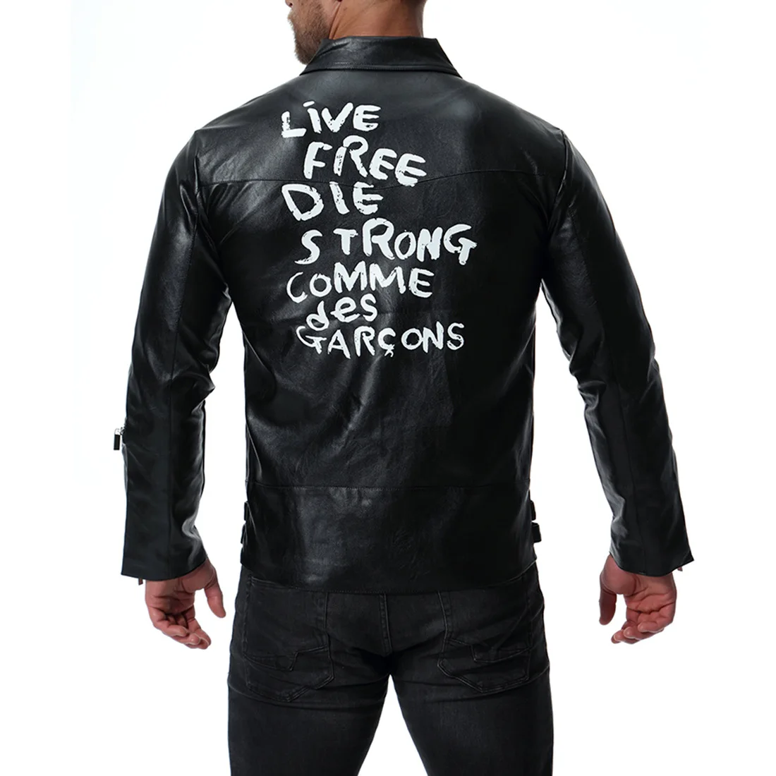 Ouma Men Locomotive Multi-Zipper Printed Leather Coat Europe And America Fashion-Leather Jacket Coat Xb034
