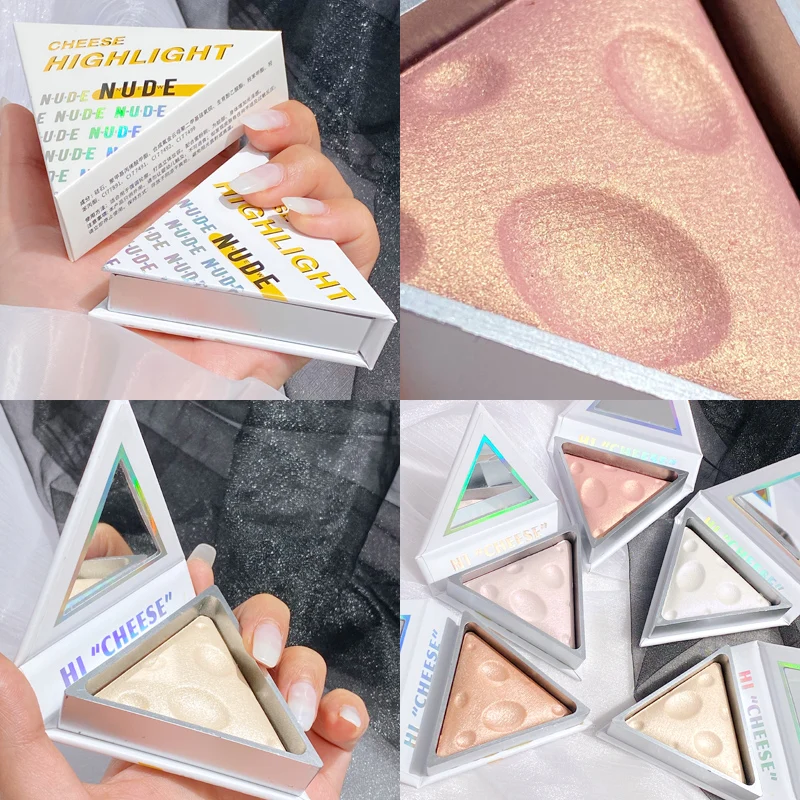 

Monochrome Shimmer Glitter Highlighter Palette Cheese Silver Golden Highlighter Natural Face Blusher Bronzer Palette Cheek Blush