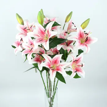 

 High Imitation Really 3D Lily Model Silk Flower Tiger Blue Lily Handmade Flower Model Artificial Flower