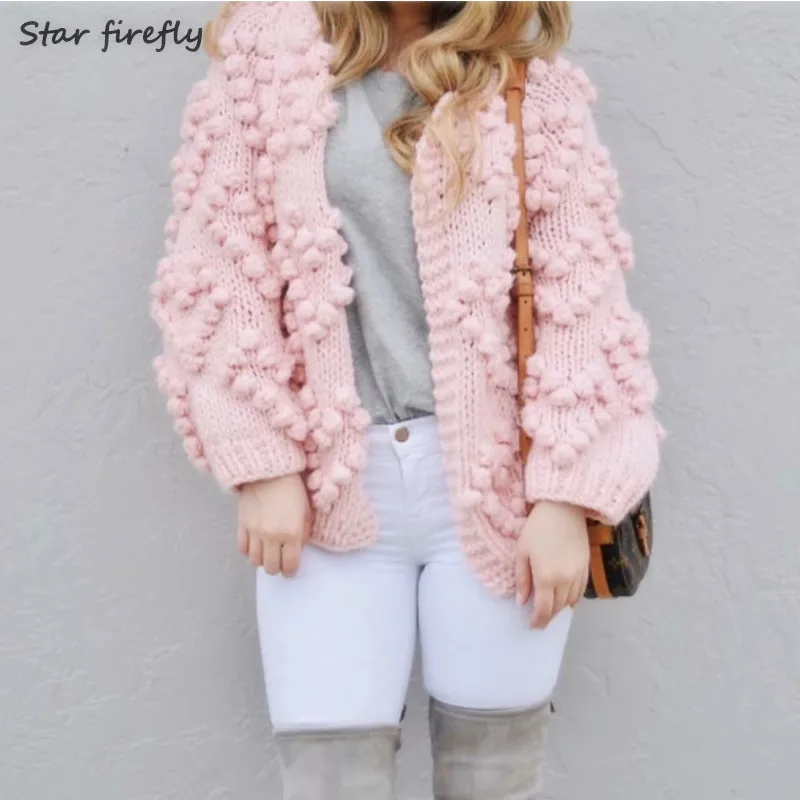 

Star firefly women fashion sweater 2019 autumn winter handmade Slim three-dimensional ball love sweater for sweet cute girl