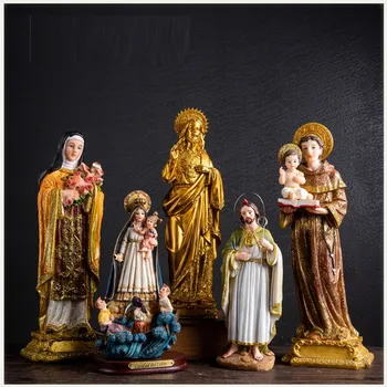 

WU CHEN LONG Christianity Series Figure Art Sculpture Jesus Virgin Mary San Antonio Figurine Resin Crafts Decorations Home R3743