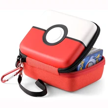 Bolsa de almacenamiento para tarjetas estilo Pokemon Poke Ball, estuche rígido para guardar tarjetas de juego, con gran capacidad de 400, 2 pisos y 3 rejillas, color rojo y blanco