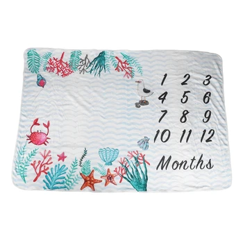 

Large baby milestone blanket soft Flannel newborn baby bath towel blanket baby stroller package photography props Shell crab