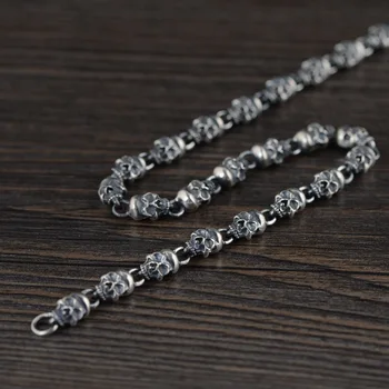 

S925 Silver Retro Simple Thick Type Silver Chain Men's Fashion Thai Silver Skull Necklace