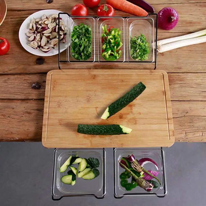 Expandable Bamboo Cutting Board Set With Trays And Lids For Kitchen Juice  Trough Storing Chopped Food - AliExpress