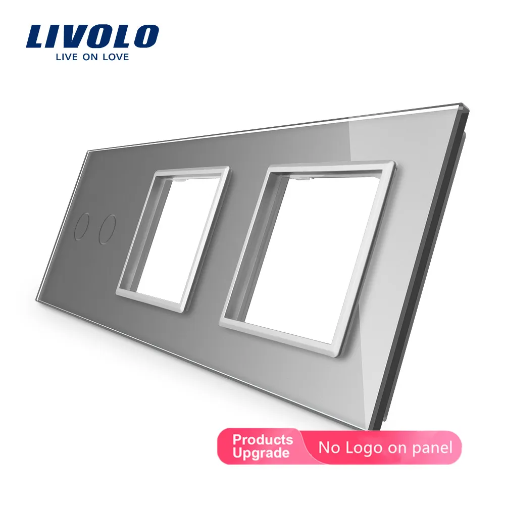 Livolo белое жемчужное Хрустальное стекло, 222 мм* 80 мм, стандарт ЕС, 2 комплекта и 2 рамки стеклянная панель, C7-C2/SR/SR-11(4 цвета), только панель, без логотипа