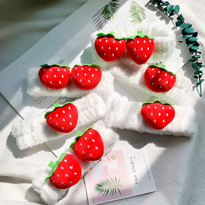Новинка 2019 флисовые повязки для волос с рисунком клубники и кораллов женщин