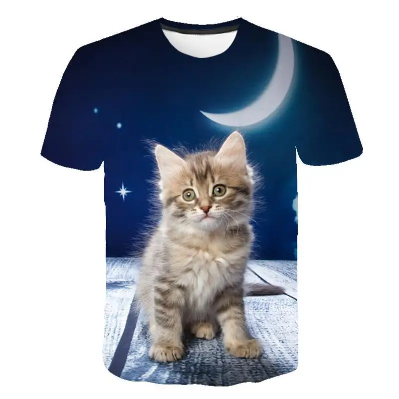 2020 fashion 3D printing fun black and white cat print T-shirt, ladies funny T-shirt, men and women summer casual T-shirt tops