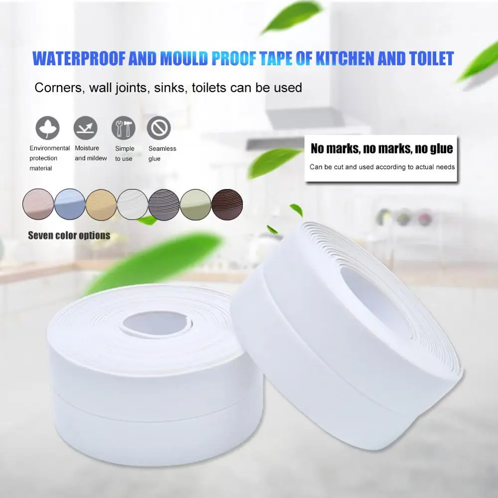 

3.2m Bathroom Kitchen Shower water proof mould proof tape Sink Bath Sealing Strip Tape Self adhesive Waterproof adhesive plaster