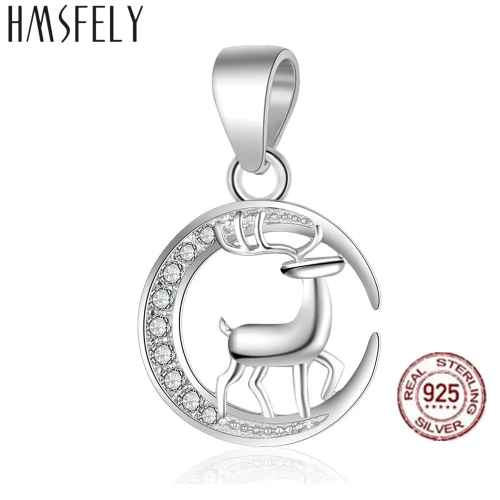 

HMSFELY Real 925 Sterling Silver Reindeer Pendant DIY Charm Bracelet Round Shape Dangles Findings For Women Chrismas Gift Necklace Jewelry Making Charms Accessories