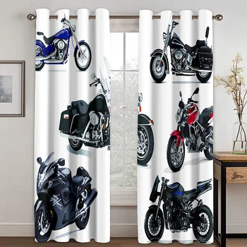 

Motorcycle Simple Printing Curtain Living Room Curtain Bedroom Curtain Home Decoration Adult Bedroom Decorative Curtain