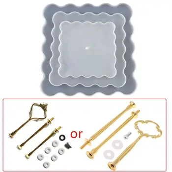

3 Tier Square Cake Fruit Food Plate Stand Resin Casting Mold Irregular Fruit Disc Big Plate Resin Mold Fruit Tray Mould
