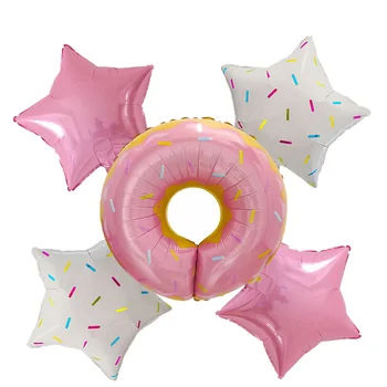 

5pcs Pink Green Donut Candy Pentagram Star Foil Balloons Kids Birthday Party Wedding Decoration Baby Shower Air Globos Supplies