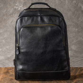

Genuine Leather men's backpack retro handmade head layer oil wax crazy horse leather shoulder bags travel 15 inch laptop bag