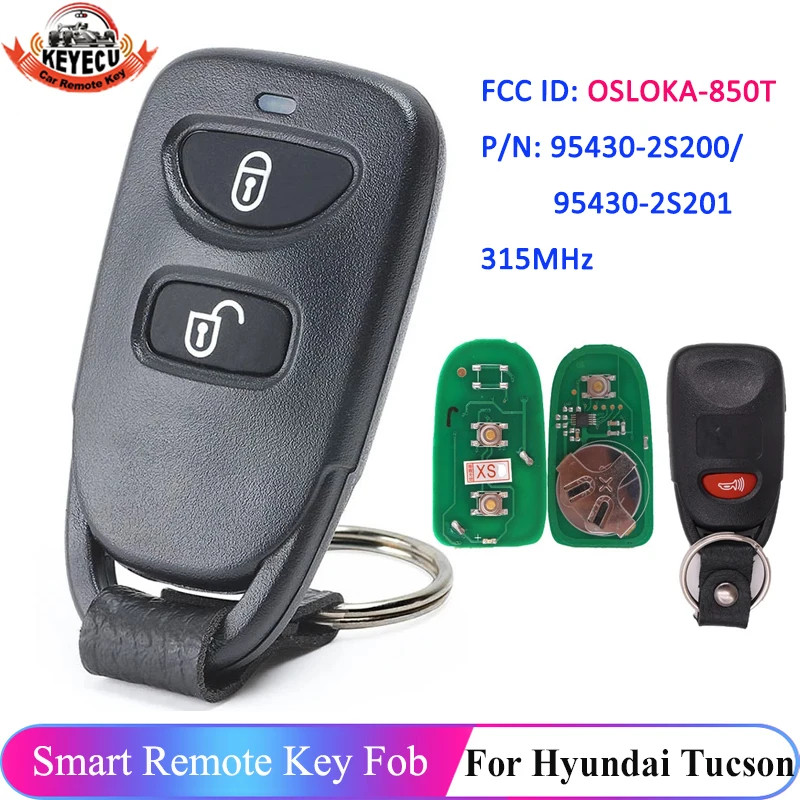 Keyecu Osloka850t 2+1 3 Button 315mhz Car Remote Key Fob For Hyundai