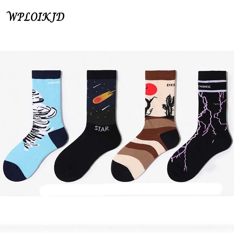 [WPLOIKJD]Autumn Winter Japanese Department College Wind Personality Trend Men Socks Cotton Funny Colorful For Men's Gifts | Мужская