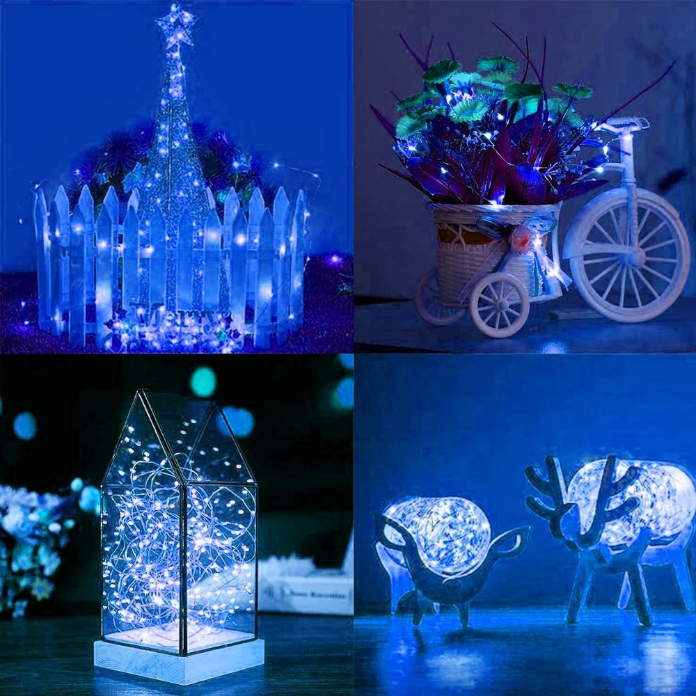 A 20 or 40 LED copper wire string light, battery-operated and flexible, perfect for indoor or outdoor decor ambiance. multi colors sample 3