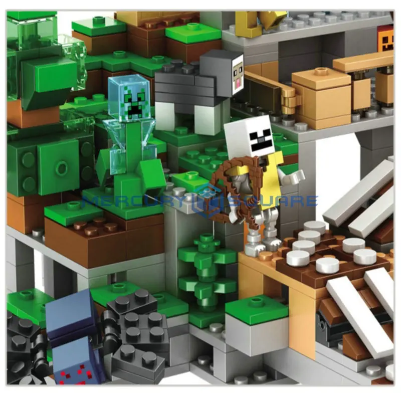 Mountain Cave Mine Highly Detailed Building Block With Dragons & Action Figures Compatible 21137 My World Brick Set Gifts Toys