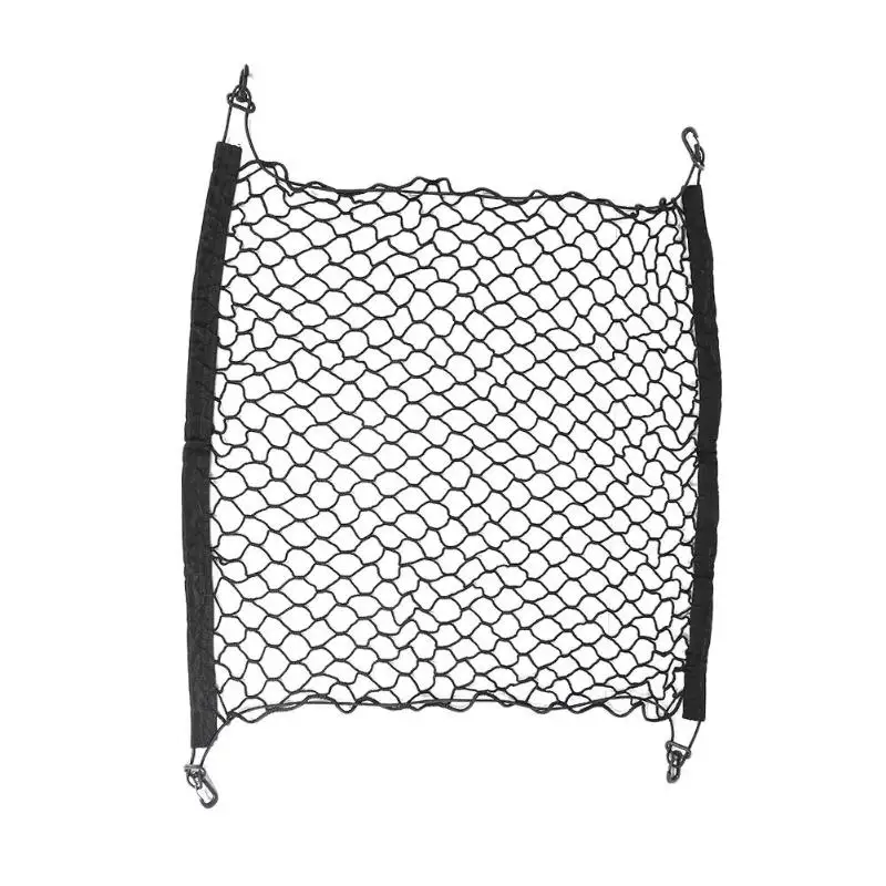 Car Auto Trunk Luggage Storage Cargo Organizer 70x70cm Elastic Stretchable Nylon Mesh Net with 4 Plastic Hooks for RV Bus