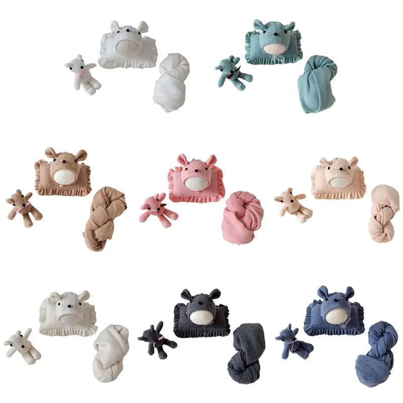 

4 Pcs/Set Baby Hat Pillow Wrap Blanket Newborn Infants Photography Photo Props