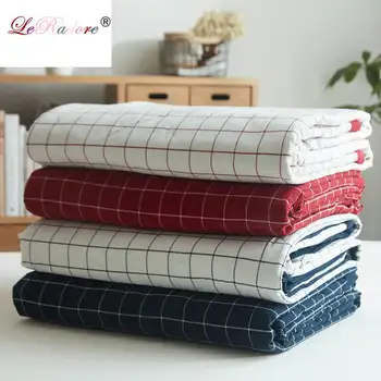 

LeRadore Mechanical Wash Covered Comforter Japanese Style Plaid Printed Pure Cotton Summer Blanket Quilt