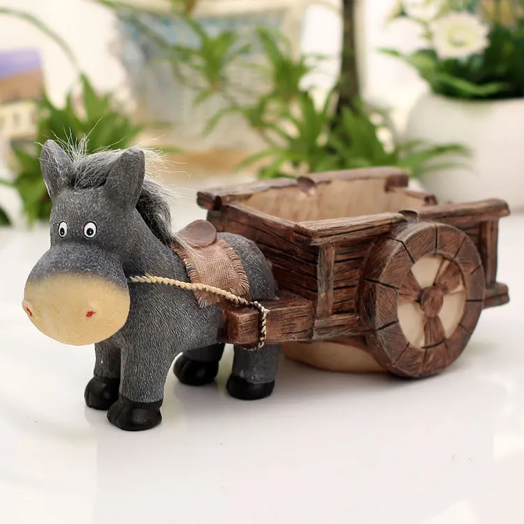 Ослик Pull Cart пепельница из смолы ремесла украшение подарок для дома гостиной