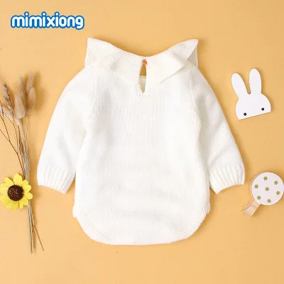 AP001 white Красная Трикотажная однотонная одежда для маленьких девочек, зимний комбинезон с длинными рукавами для новорожденных, 4 вида цветов, детские вещи, свитер, одежда, комбинезон - Цвет: AP001 white