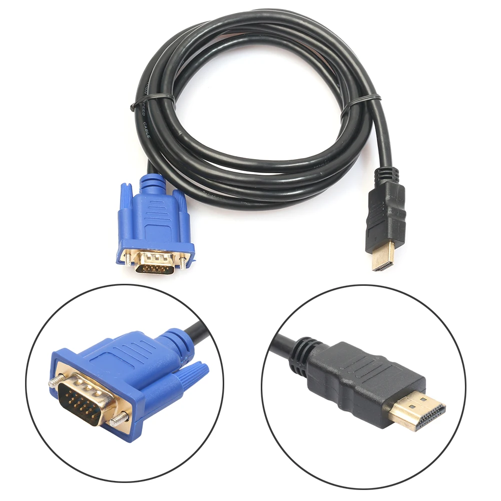 Золотой HDMI к VGA кабель Профессиональный папа HD 15Pin адаптер 1080P конвертер для ТВ DVD