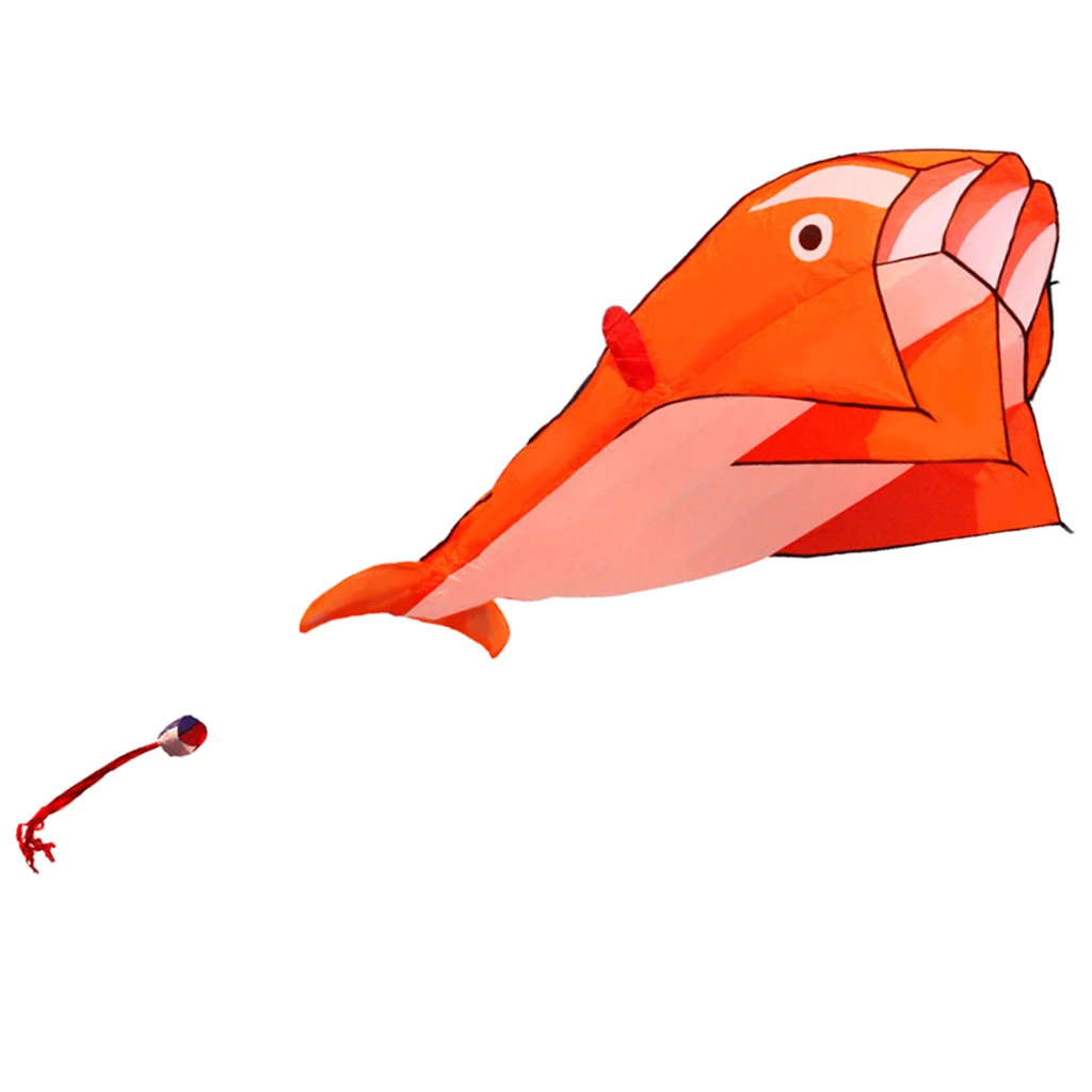 85inch Orange Dolphin Frameless Soft Parafoil Kite For Kids & Adults Park Beach Play
