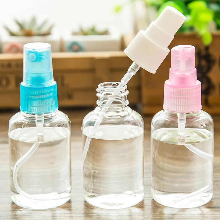 

Lots 50Pcs 50ml Empty Portable Home Travel Clear Spray Bottles Plastic PET Clear Sample Vials Cosmetic Perfume Atomizer Watering