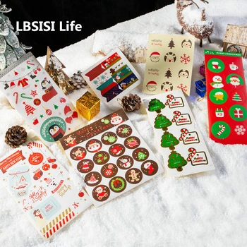

LBSISI Life Merry Christmas Color Paper Stickers Cookies Seal Labels DIY Handmade Gift Candy Decorating Stationery Sticker