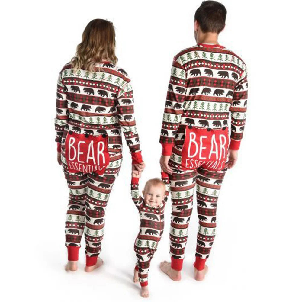 Одинаковые пижамы для всей семьи; комбинезон; одежда для рождественской мамы, дочки, папы, сына; детская пижама; ночное белье для взрослых - Цвет: Красный
