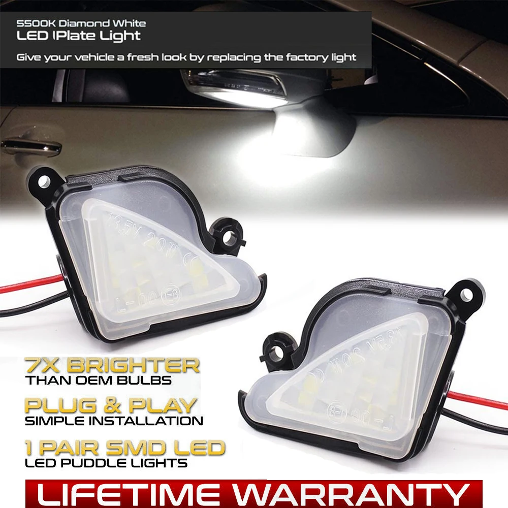 Hot Item 2Pcs 6000K White LED Under Side Mirror Light Puddle Lamps For Skoda Superb 2 2008-2020 ZJmAlBWw