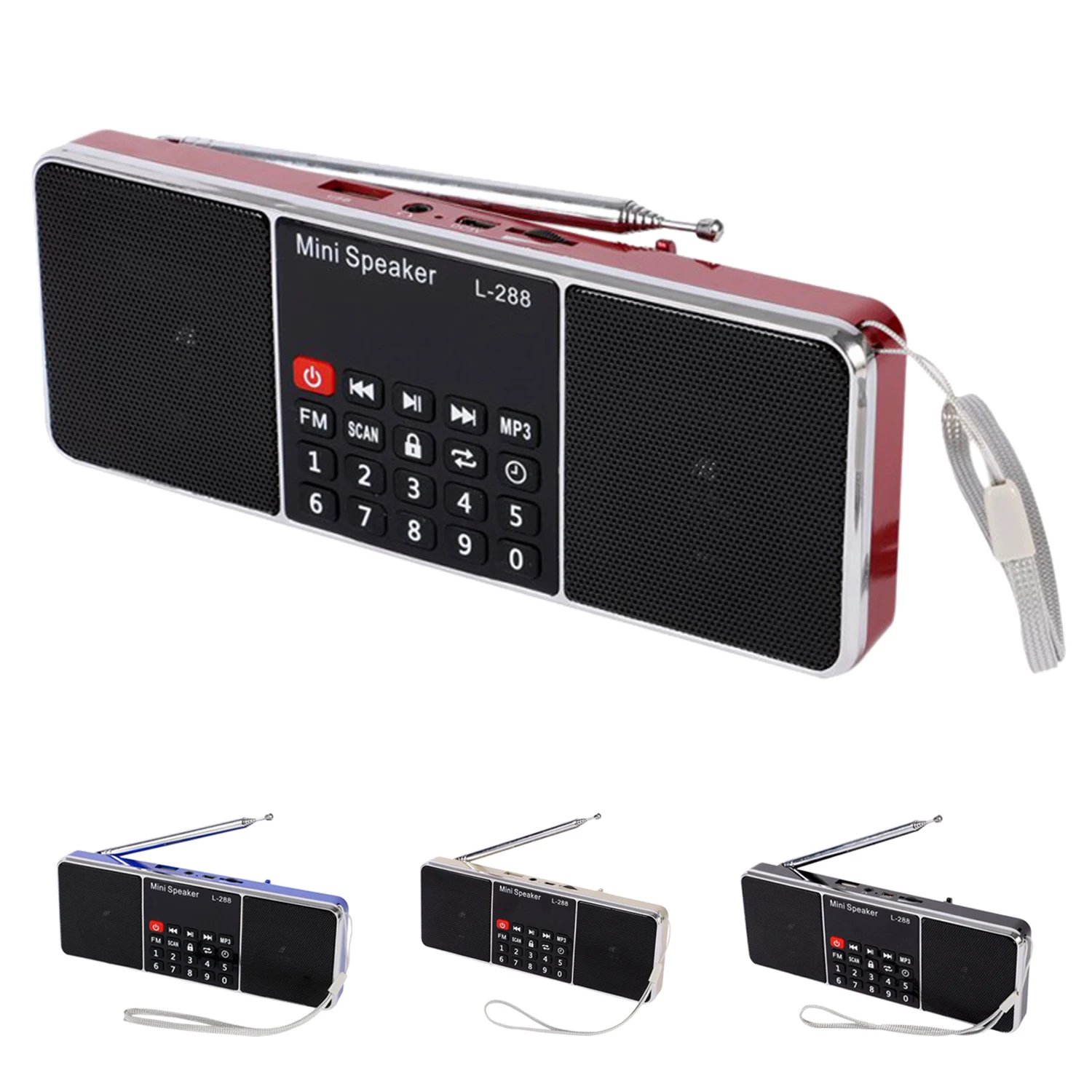 Mini Portable Rechargeable Stereo L-288 FM Radio Speaker LCD Sn Support TF Card USB Disk MP3 Music Player Loudspeaker(Blue) Mini Portable Rechargeable Stereo L-288 FM Radio Speaker LCD Sn Support TF Card USB Disk MP3 Music Player Loudspeaker(Blue)