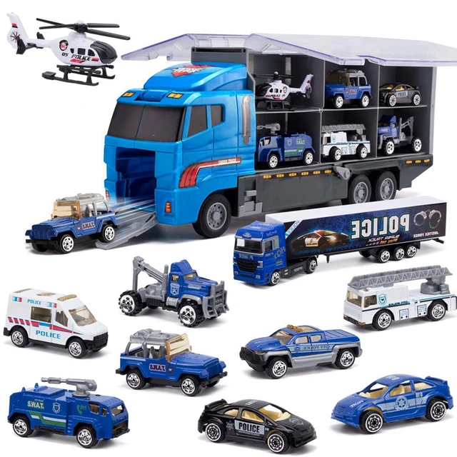 Camion de Transport de Police 10-en-1, Mini voiture jouet moulée sous  pression, ensemble de jouets de voiture chargée - AliExpress