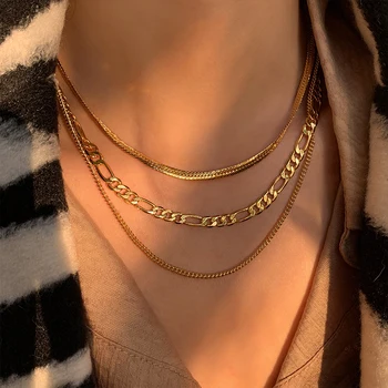 

Hiphop Multi Chains Chokers Necklaces for Women Punk Jewelry Metal Snake Chain Statement Necklace Colliers Rock Bijoux 2020