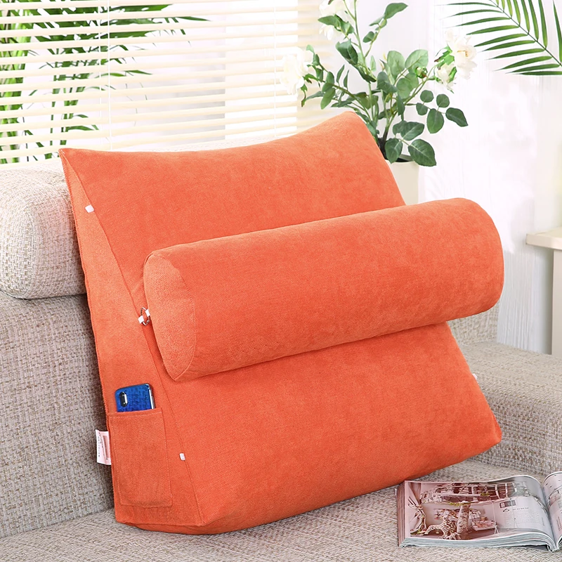 Медленный лес, хлопок, лен, треугольная спинка, подушка для дивана, подушка для отдыха, Подушка для спины, большой размер - Цвет: Orange